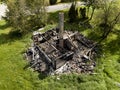 Bird eye view of a burnt house