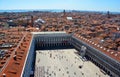 Bird eye view from the Campanile of St Mark`s Square. Royalty Free Stock Photo