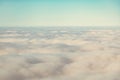 Bird eye view of cloud and sun ray light shot from airplane window Royalty Free Stock Photo