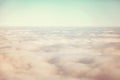 Bird eye view of cloud and sun ray light shot from airplane window Royalty Free Stock Photo