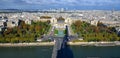 Bird eye view from the Eiffel tower of the Jardins du Trocadero