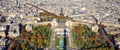 Bird eye view from the Eiffel tower of the Jardins du Trocadero