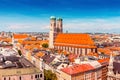 Bird eye view of famous Frauenkirche church in Munich, travel destinations in Bavaria concept Royalty Free Stock Photo