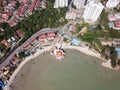 Bird eye view Floating Mosque near the beach at Tanjung Bungah.