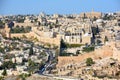 Bird eye view of Jerusalem is a city located on a plateau in the Judaean Mountains.