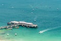 The Bird eye view KhoLan island pier. Pattaya , Thailand Royalty Free Stock Photo