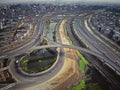 Bird eye view of Kuril Flyover at dhaka during lockdown for Civid-19 attack. Royalty Free Stock Photo