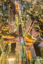 Bird eyes view of Bangkok main traffic intersection Royalty Free Stock Photo