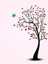 Bird family on the tree - full color Royalty Free Stock Photo