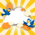 Bird fancy banner comic cartoon style