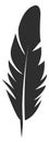 Bird feather black icon. Calligraphy ink logo