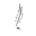 bird feather graphic black line minimalistic vector icon isolated on white background Royalty Free Stock Photo