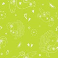 Bird feather outline lime green pattern