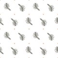 Bird feathers and circles repeat. Seamless pattern. Royalty Free Stock Photo