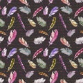 Bird feathers, handwritten note. Watercolor seamless pattern. Royalty Free Stock Photo