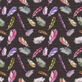 Bird feathers, handwritten note. Watercolor seamless pattern.