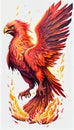 Bird Is On Fire Liquid Art Oil Painting on White Background