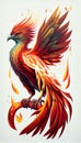 Bird Is On Fire Liquid Art Oil Painting on White Background