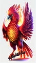 Bird Is On Fire Liquid Art Oil Painting on White Background