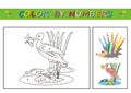 Bird and fish, coloring book, numbers, eps.