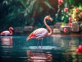 Ai Generated illustration Wildlife Concept of Bird flamingo Royalty Free Stock Photo