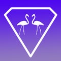 Bird Flamingo Pair Logo Banner Image on Violet Gradient Background