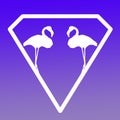 Bird Flamingo Pair Logo Banner Image on Violet Gradient Background