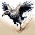 Detailed Character Illustration Of A Vulture In Flight