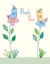 Bird flower stand thank you card Royalty Free Stock Photo