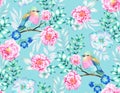 Bird with flowers, . Royalty Free Stock Photo