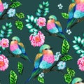 Bird with flowers, isolated. Royalty Free Stock Photo