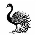 Bold Stencil Swan: Vibrant Illustration Of Chinese Iconography