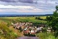 Bird-fly overview to small village in Alsace Royalty Free Stock Photo