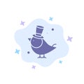 Bird, Fly, Pet, Sparrow Blue Icon on Abstract Cloud Background