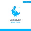 Bird, Fly, Pet, Sparrow Blue Solid Logo Template. Place for Tagline