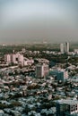 Bird fly view on sunset tel aviv modern city in Israel Royalty Free Stock Photo