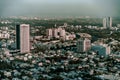 Bird fly view on sunset tel aviv modern city in Israel Royalty Free Stock Photo