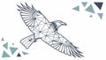 Bird Flying Above Geometric Triangle Landscape, vector design Generative AI Royalty Free Stock Photo