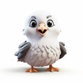 Cute Little Eagle 3d Clay Render On White Background