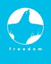 Bird flying up into sky freedom concept vector poster, liberty and human rights allegory, career or business ambitions, dove