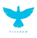 Bird flying up into sky freedom concept vector poster, liberty and human rights allegory, career or business ambitions, dove