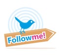 Bird with follow me sign Royalty Free Stock Photo