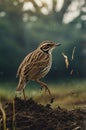 Rufous-naped Lark Resting on a Mound of Earth, Showing Off Its Beautiful Plumage Royalty Free Stock Photo