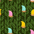 Bird in Forest pattern cartoon. Birdie on tree background. Baby cloth texture. vector ornament