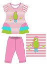 bird frocks with legging print vector art Royalty Free Stock Photo