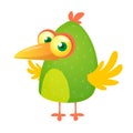Funny green bird cartoon. Vector illustration Royalty Free Stock Photo