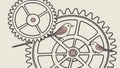 Bird on Gears Clockwork Steampunk Nature Concept, vector design Generative AI Royalty Free Stock Photo