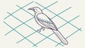 Bird on Grid Background, Modern Avian Study, vector design Generative AI Royalty Free Stock Photo