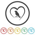 Bird in heart ring icon, color set Royalty Free Stock Photo