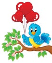 Bird with heart shaped balloons theme 2